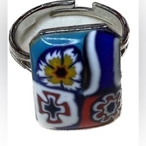 NEW Vintage cocktail ring Millefiori Adjustable